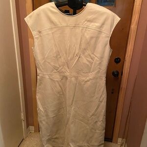 Vintage faux leather dress cream off white